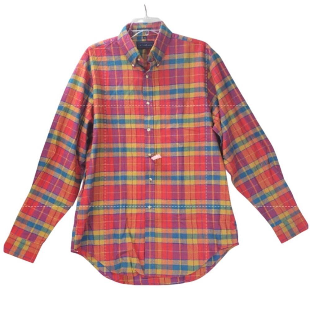 Carl Michaels Plaid Flannel Shirt Size M Grunge Checked Red Button Down Top NWT